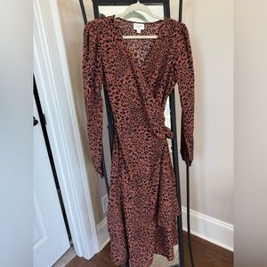 Everly Brown and Black Animal Print Long Sleeve Dress